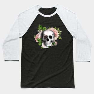 Skull and Pink Roses skull art design 3 Baseball T-Shirt